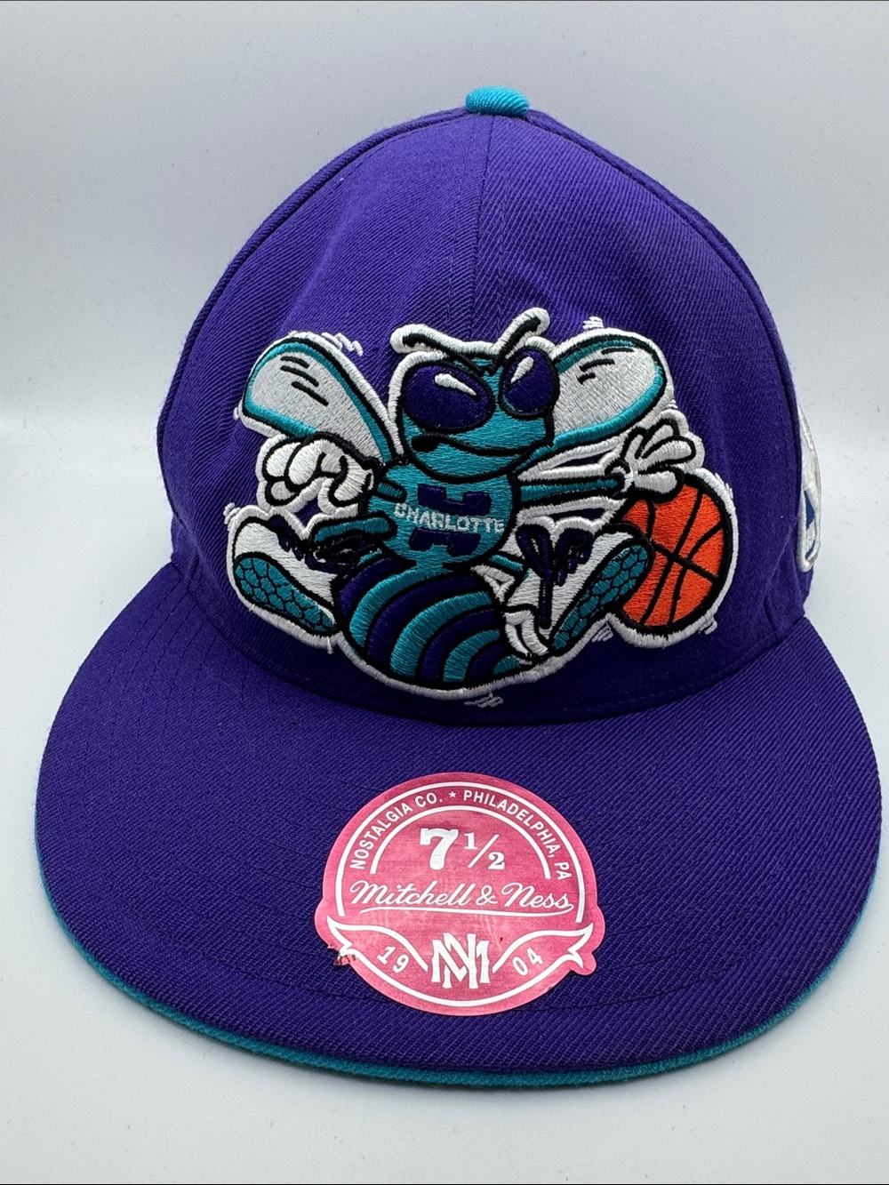 Mitchell & Ness Charlotte Hornets Fitted Cap NBA Puple Blue 7 1/2 Basketball Hat